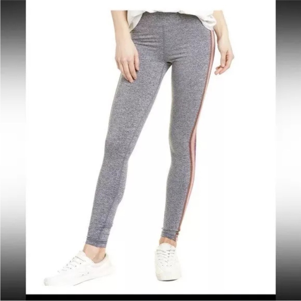Spiritual Gangster Essence Stripe Leggings Small Gray Rainbow Stripe Hi-Rise